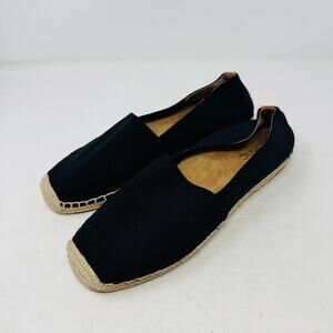 Vionic Black Canvas Espadrille Slip-On Flats Size 9.5 Minimalist Coastal‎ Casual